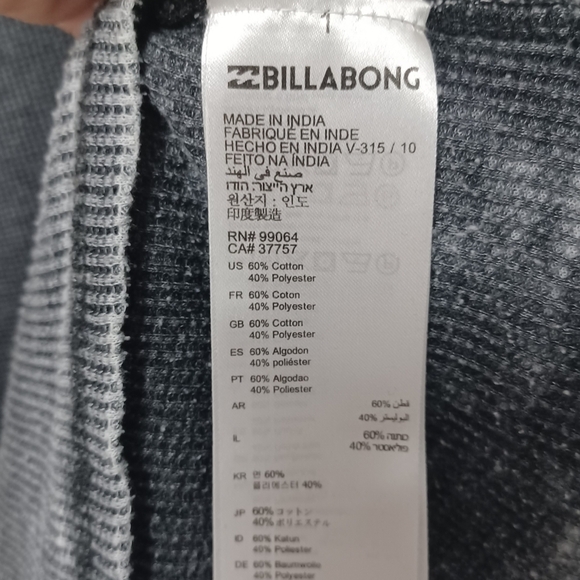 Billabong Keystone Waffle Knit Thermal Pullover Hoodie Sweatshirt Top - Picture 7 of 7